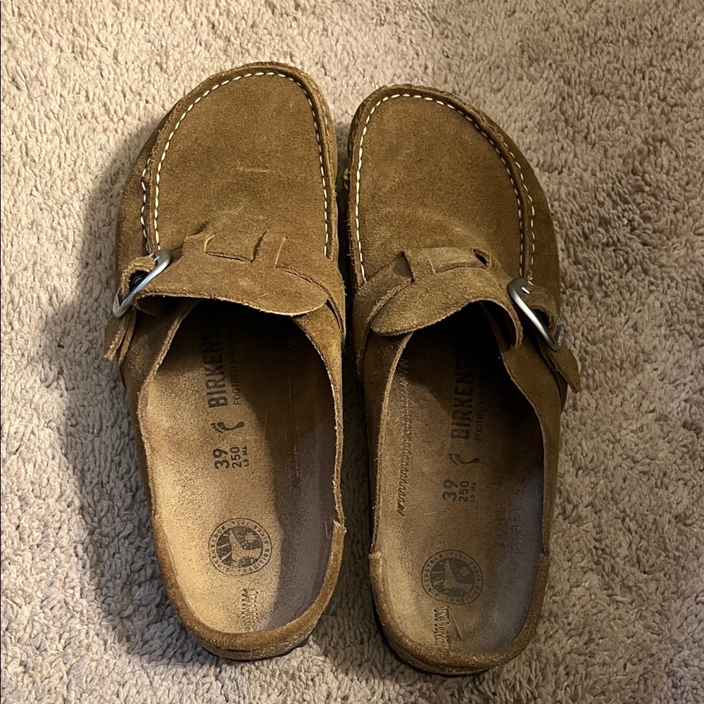 Birkenstock Buckley Brown Suede Mules